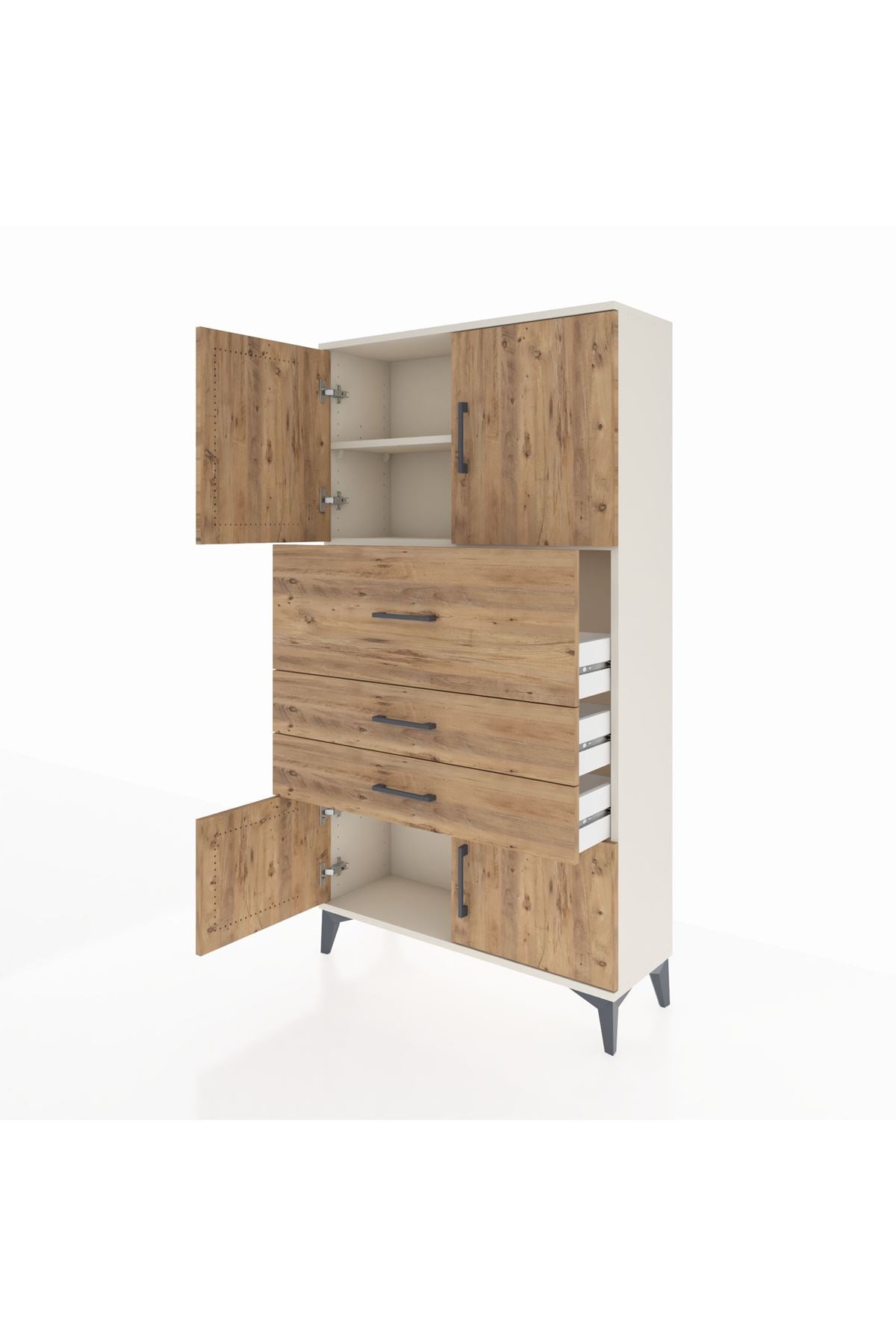 Arges Dolap 2 Raflı 3 Çekmeceli 4 Kapaklı 88x30x163 Aytaşı-Çam