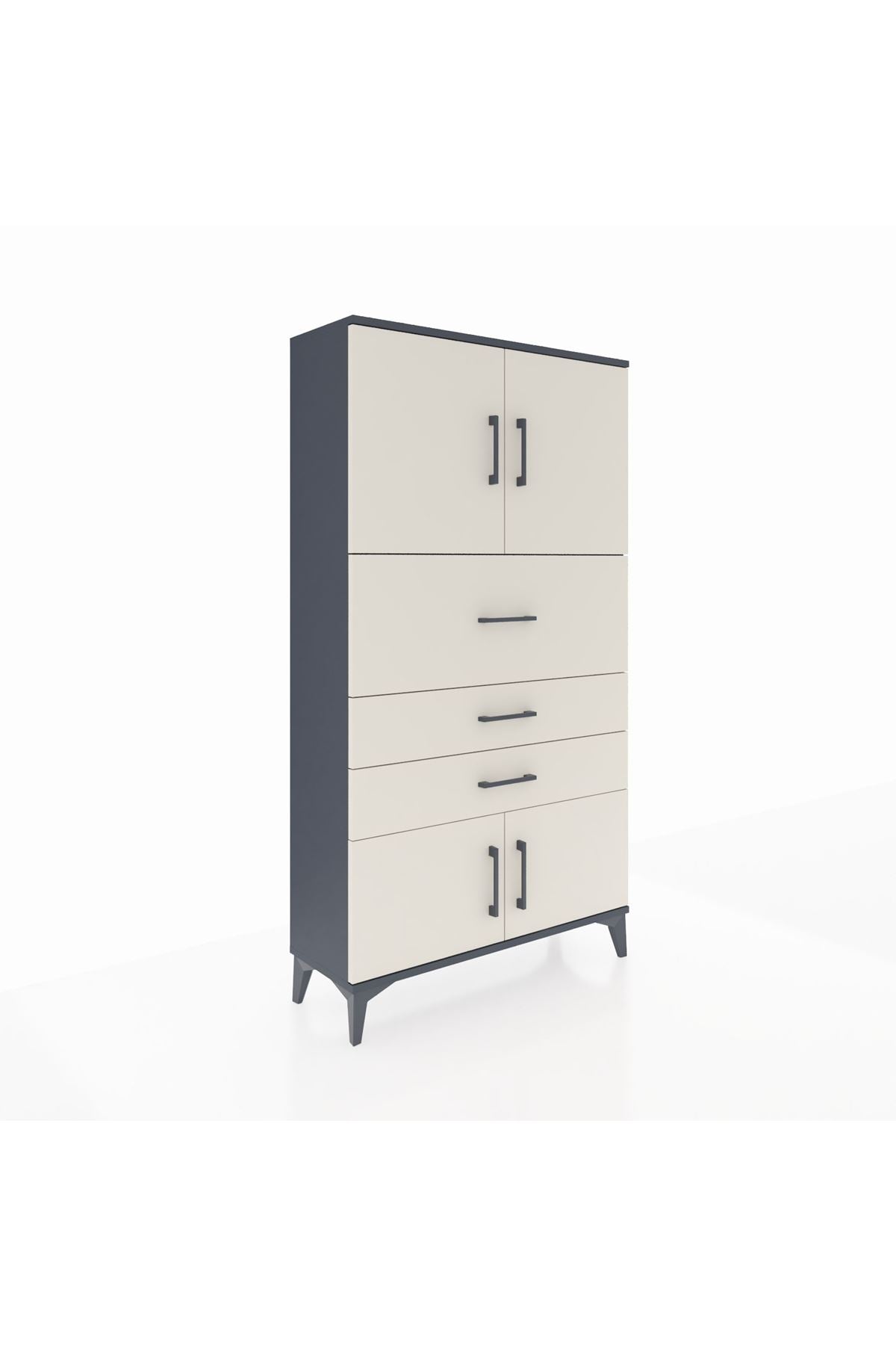 Arges Dolap 2 Raflı 3 Çekmeceli 4 Kapaklı 88x30x163 Antrasit-Aytaşı