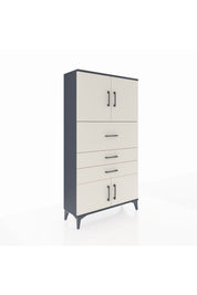 Arges Dolap 2 Raflı 3 Çekmeceli 4 Kapaklı 88x30x163 Antrasit-Aytaşı