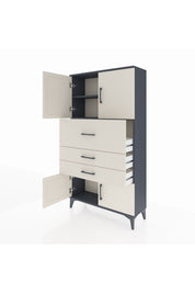 Arges Dolap 2 Raflı 3 Çekmeceli 4 Kapaklı 88x30x163 Antrasit-Aytaşı