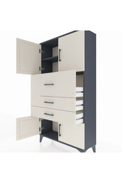 Arges Dolap 2 Raflı 3 Çekmeceli 4 Kapaklı 88x30x163 Antrasit-Aytaşı