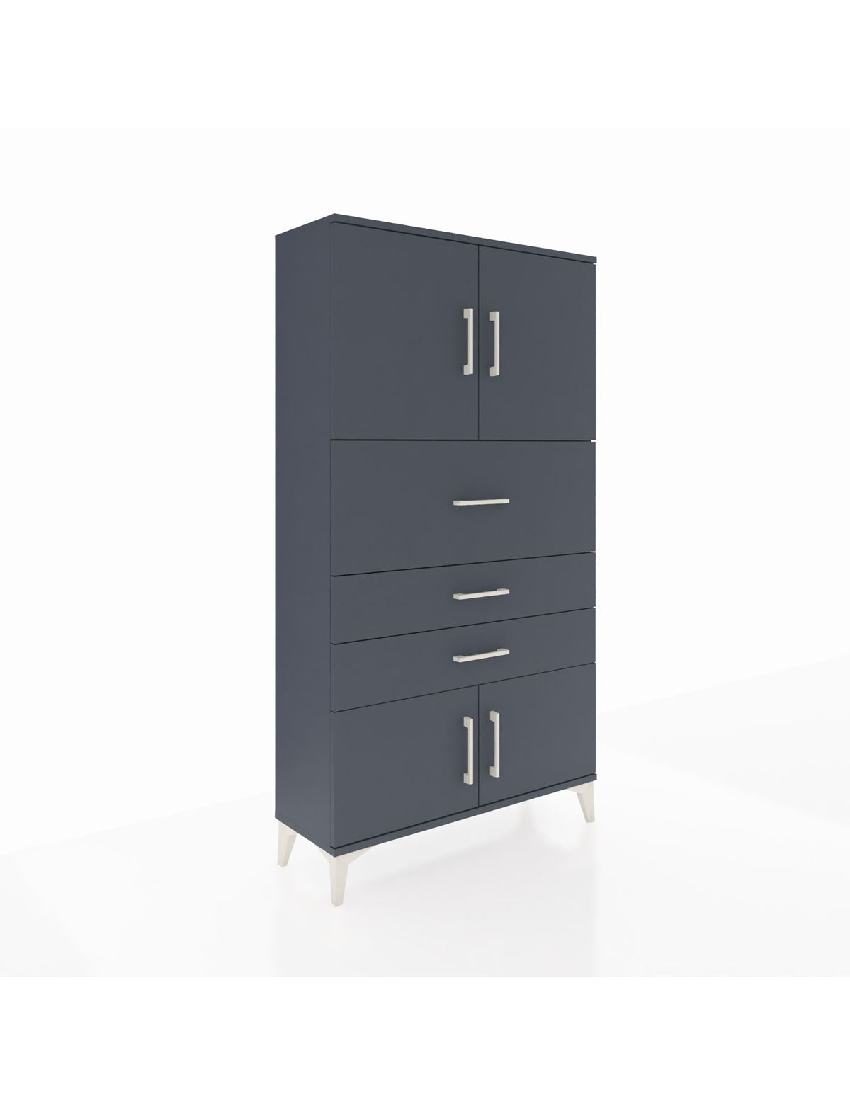 Arges Dolap 2 Raflı 3 Çekmeceli 4 Kapaklı 88x30x163 Antrasit-Antrasit