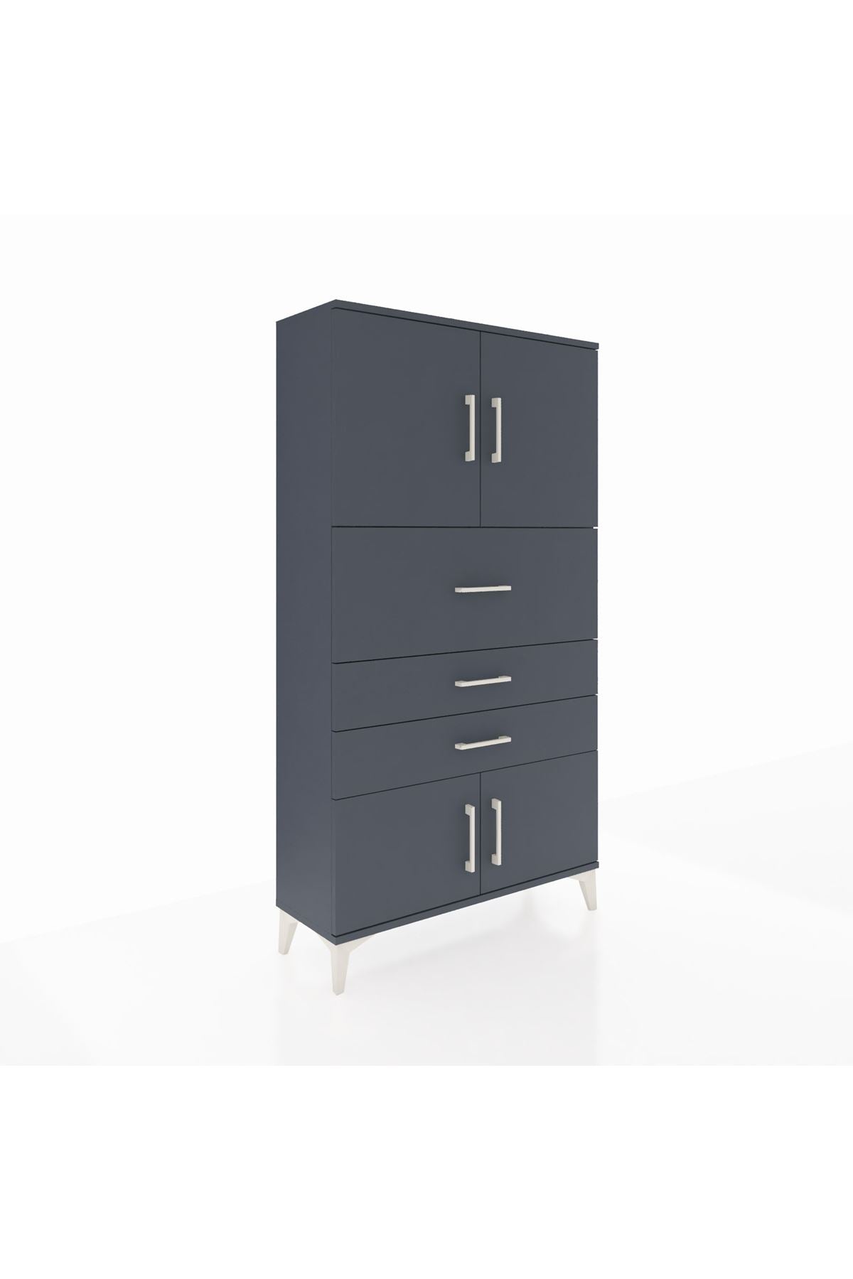 Arges Dolap 2 Raflı 3 Çekmeceli 4 Kapaklı 88x30x163 Antrasit-Antrasit