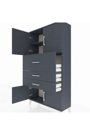 Arges Dolap 2 Raflı 3 Çekmeceli 4 Kapaklı 88x30x163 Antrasit-Antrasit