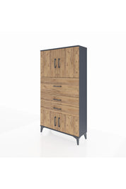 Arges Dolap 2 Raflı 3 Çekmeceli 4 Kapaklı 88x30x163 Antrasit-Çam