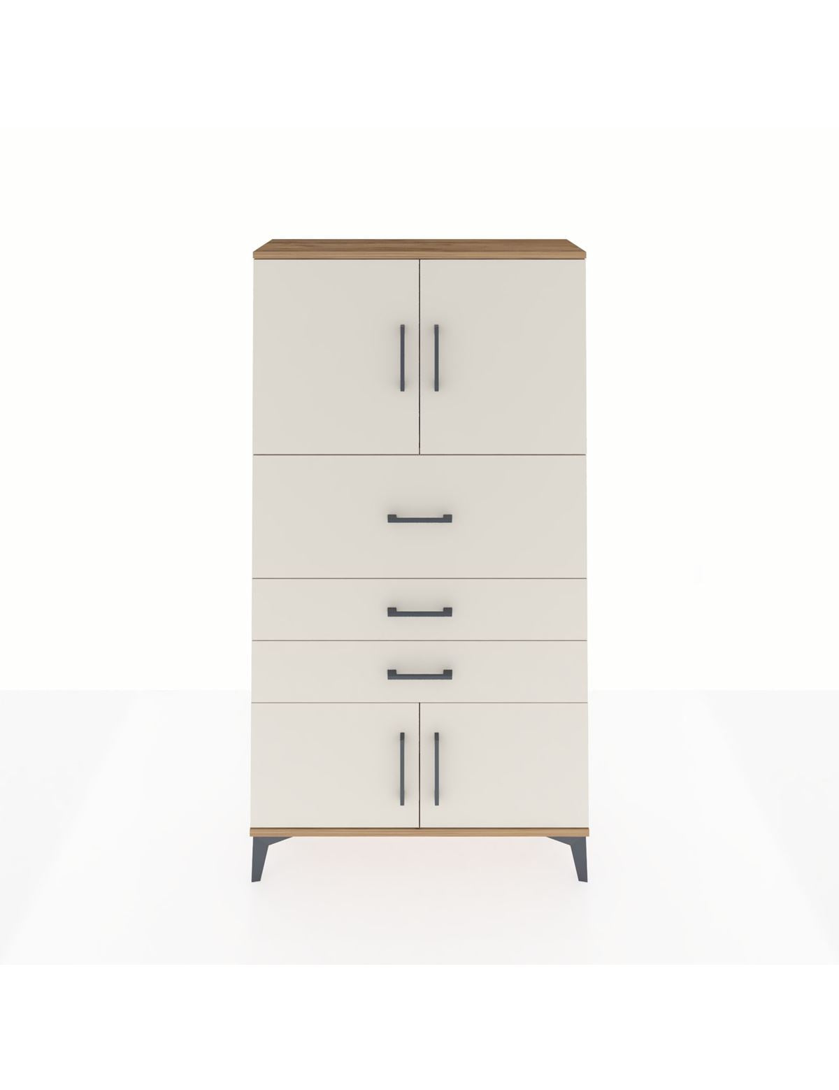 Arges Dolap 2 Raflı 3 Çekmeceli 4 Kapaklı 88x30x163 Çam-Aytaşı