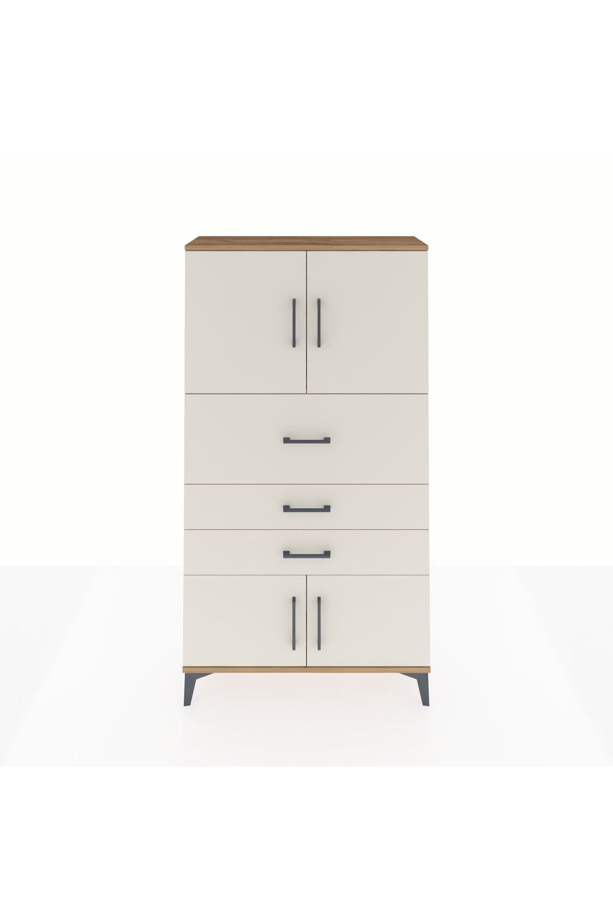 Arges Dolap 2 Raflı 3 Çekmeceli 4 Kapaklı 88x30x163 Çam-Aytaşı