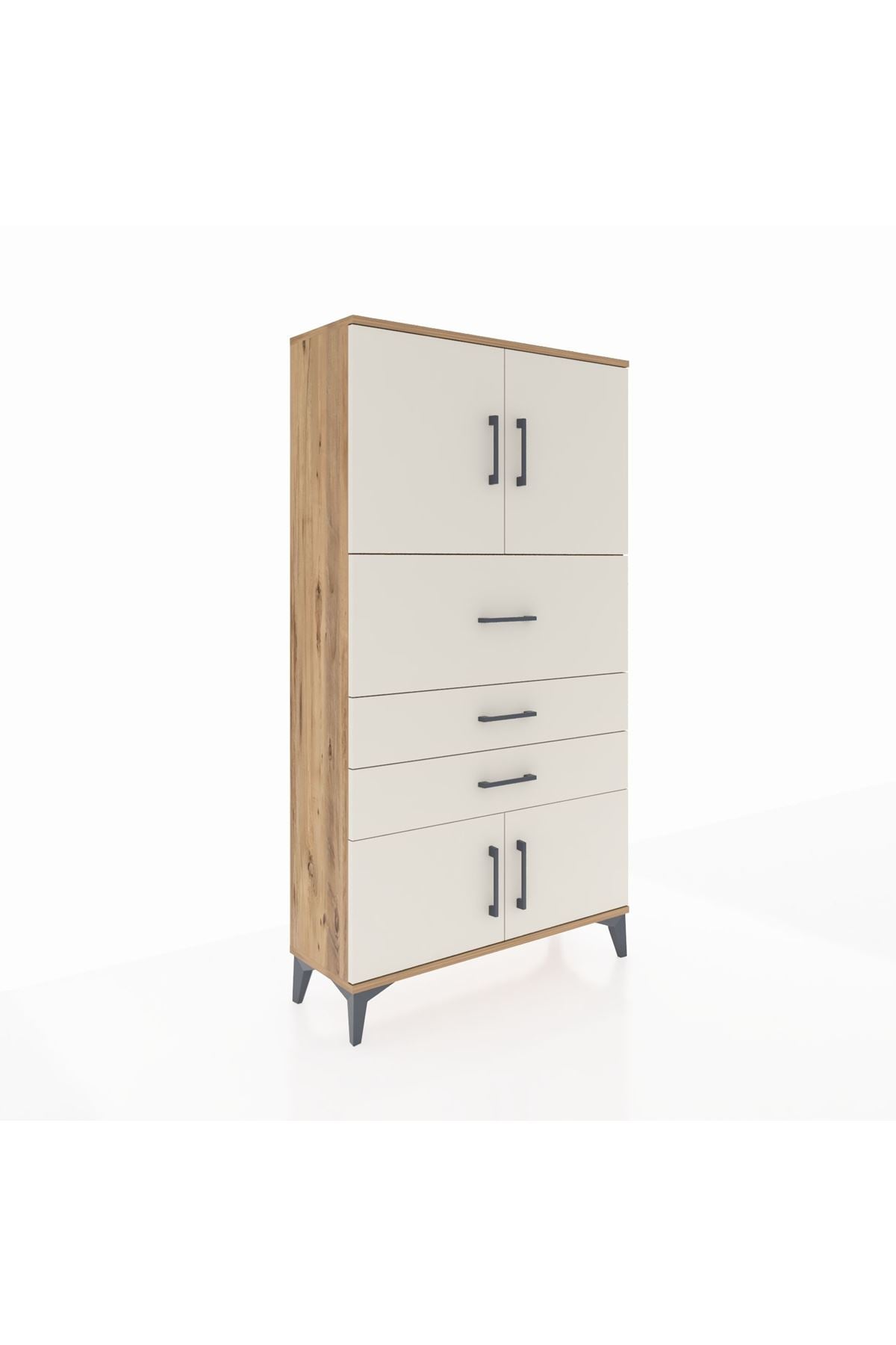 Arges Dolap 2 Raflı 3 Çekmeceli 4 Kapaklı 88x30x163 Çam-Aytaşı