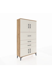 Arges Dolap 2 Raflı 3 Çekmeceli 4 Kapaklı 88x30x163 Çam-Aytaşı