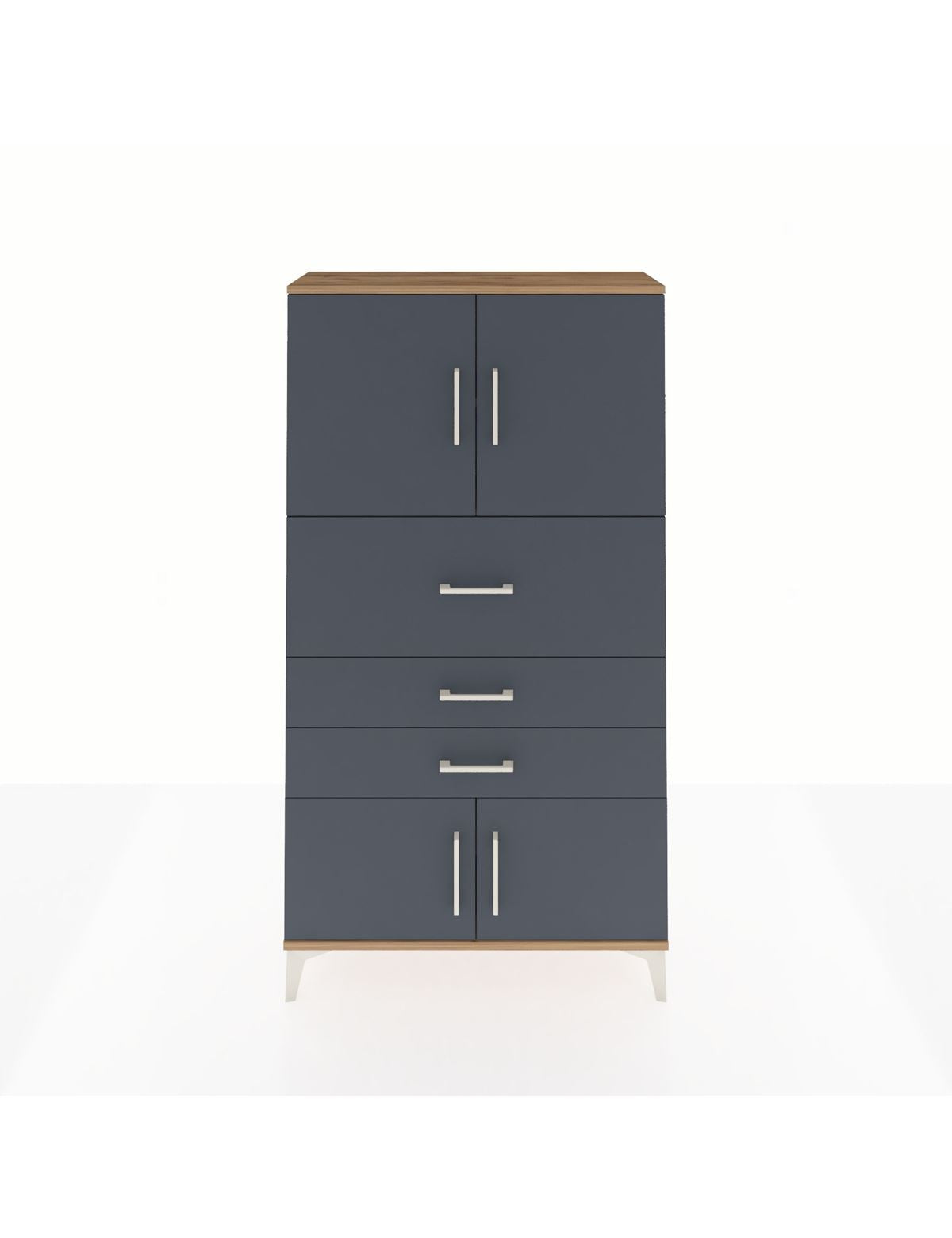 Arges Dolap 2 Raflı 3 Çekmeceli 4 Kapaklı 88x30x163 Çam-Antrasit