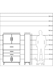 Arges Dolap 2 Raflı 3 Çekmeceli 4 Kapaklı 88x30x163 Çam-Antrasit