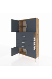 Arges Dolap 2 Raflı 3 Çekmeceli 4 Kapaklı 88x30x163 Çam-Antrasit