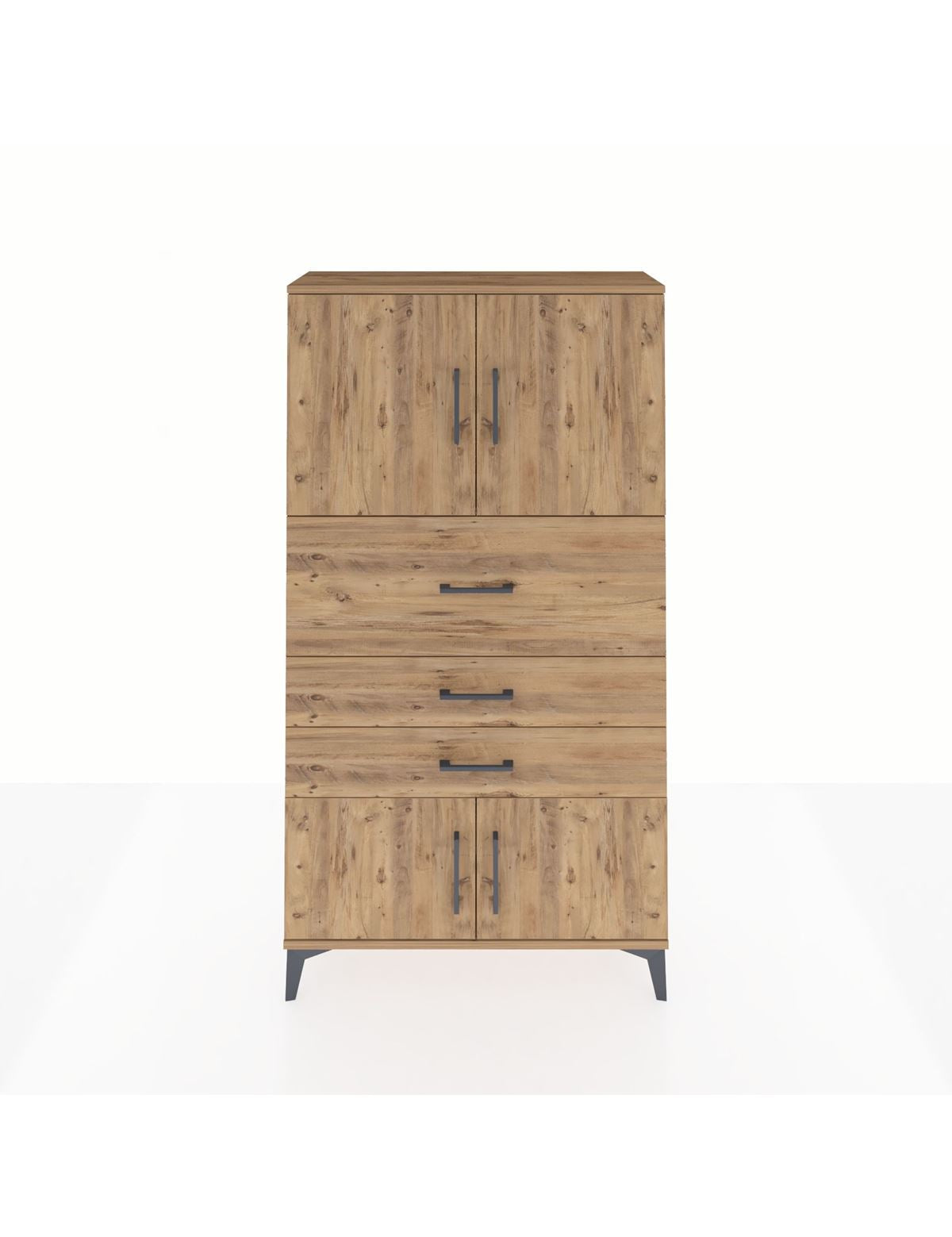 Arges Dolap 2 Raflı 3 Çekmeceli 4 Kapaklı 88x30x163 Çam-Çam