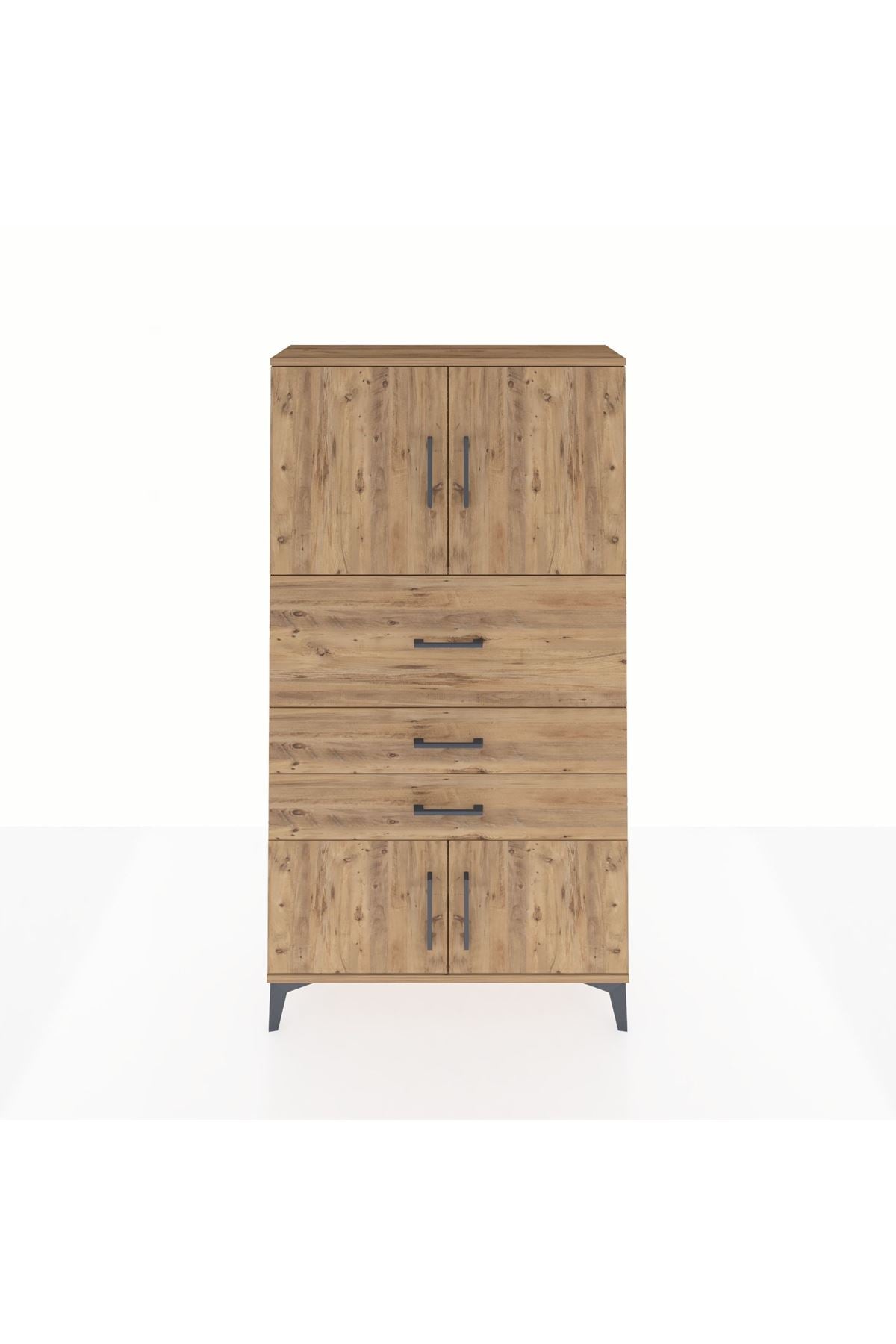 Arges Dolap 2 Raflı 3 Çekmeceli 4 Kapaklı 88x30x163 Çam-Çam