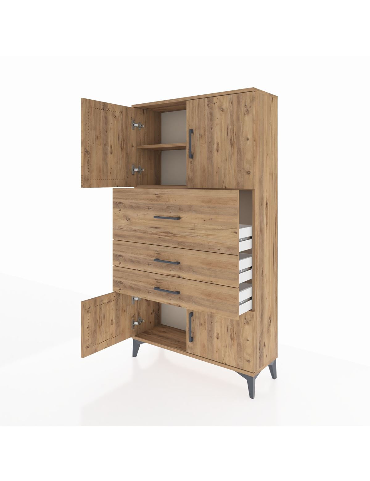 Arges Dolap 2 Raflı 3 Çekmeceli 4 Kapaklı 88x30x163 - S21M174V9A