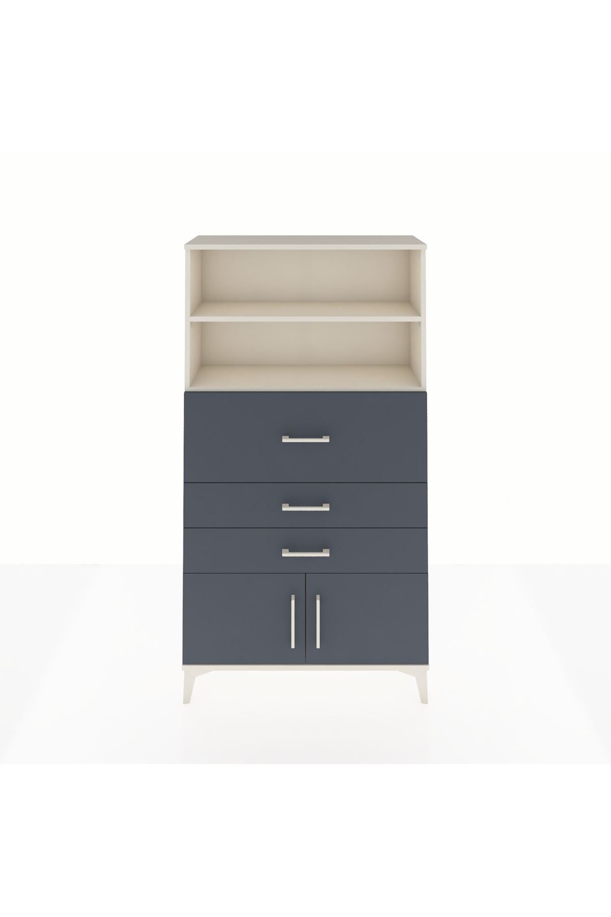 Arges Dolap 2 Raflı 3 Çekmeceli 2 Kapaklı 88x30x163 Aytaşı-Antrasit