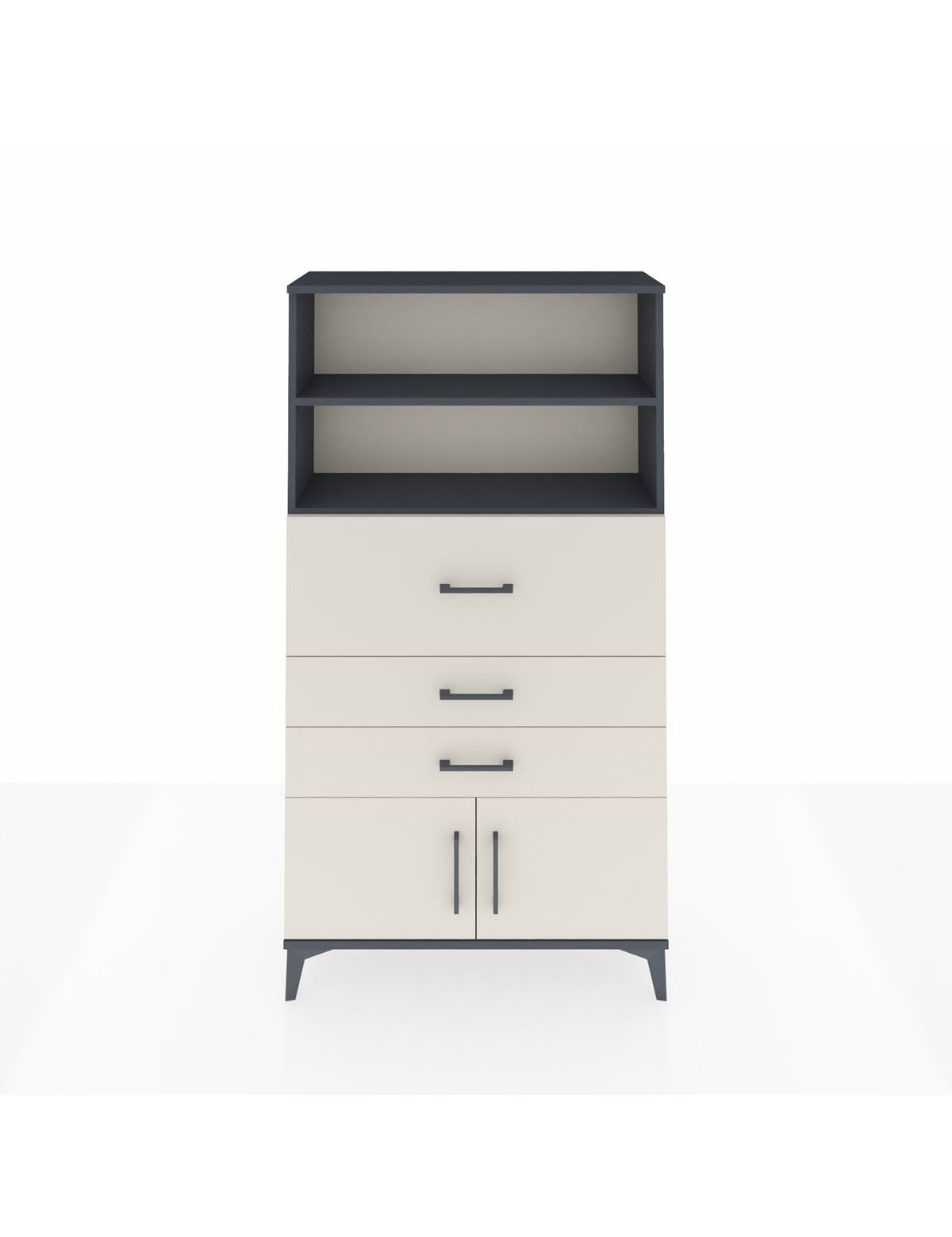 Arges Dolap 2 Raflı 3 Çekmeceli 2 Kapaklı 88x30x163 Antrasit-Aytaşı