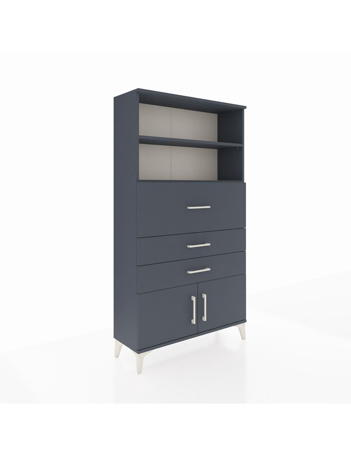 Arges Dolap 2 Raflı 3 Çekmeceli 2 Kapaklı 88x30x163 Antrasit-Antrasit