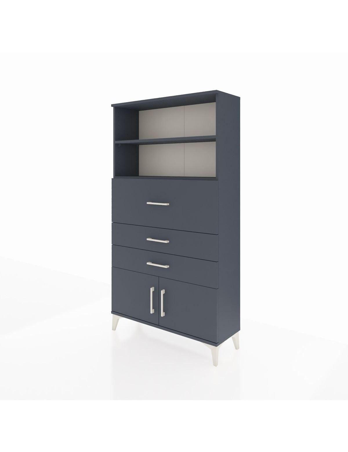 Arges Dolap 2 Raflı 3 Çekmeceli 2 Kapaklı 88x30x163 Antrasit-Antrasit