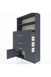 Arges Dolap 2 Raflı 3 Çekmeceli 2 Kapaklı 88x30x163 Antrasit-Antrasit