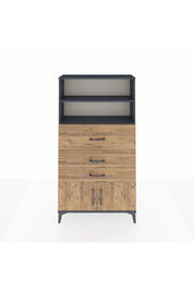 Arges Dolap 2 Raflı 3 Çekmeceli 2 Kapaklı 88x30x163 Antrasit-Çam