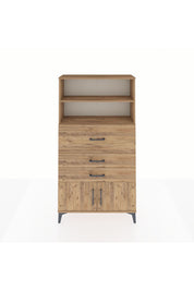 Arges Dolap 2 Raflı 3 Çekmeceli 2 Kapaklı 88x30x163 Çam-Çam