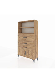 Arges Dolap 2 Raflı 3 Çekmeceli 2 Kapaklı 88x30x163 Çam-Çam