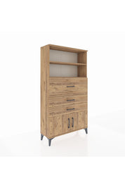 Arges Dolap 2 Raflı 3 Çekmeceli 2 Kapaklı 88x30x163 Çam-Çam