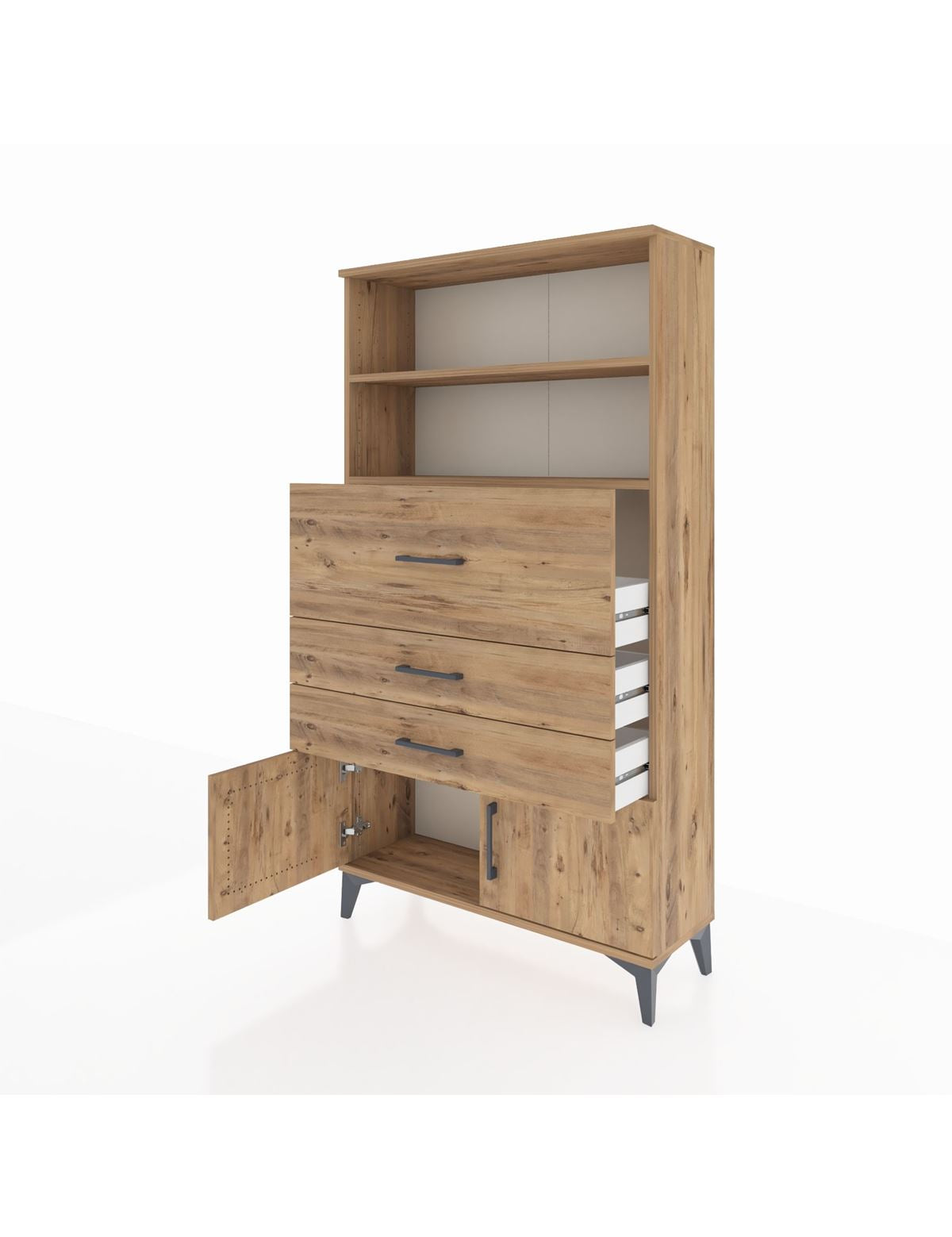 Arges Dolap 2 Raflı 3 Çekmeceli 2 Kapaklı 88x30x163 - S21M175V9A