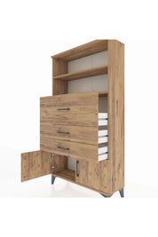 Arges Dolap 2 Raflı 3 Çekmeceli 2 Kapaklı 88x30x163 Çam-Çam