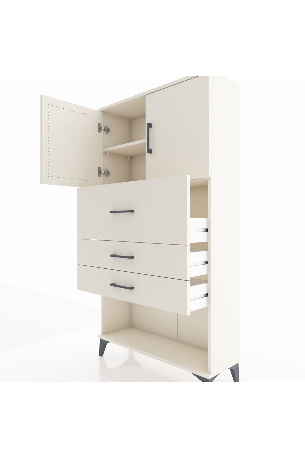 Arges Dolap 2 Raflı 3 Çekmeceli 2 Kapaklı 88x30x163 Aytaşı-Aytaşı