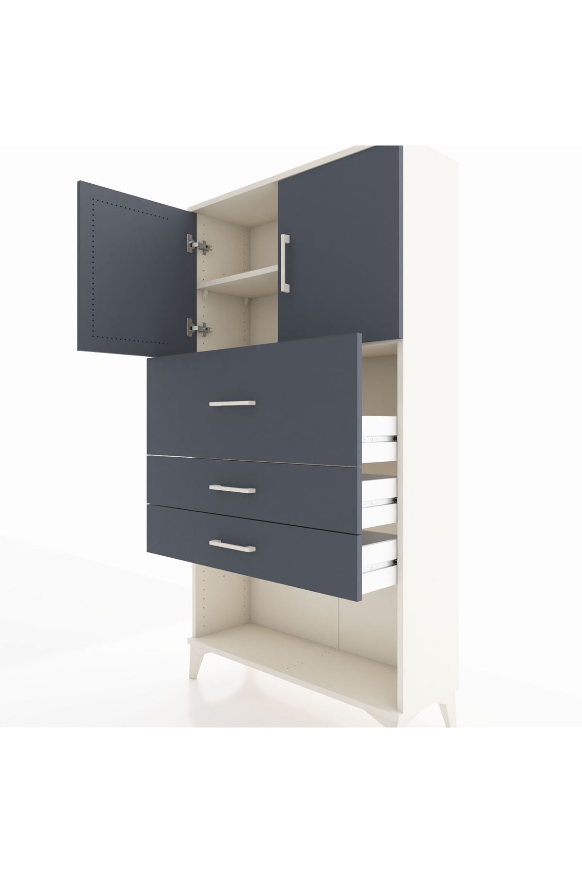 Arges Dolap 2 Raflı 3 Çekmeceli 2 Kapaklı 88x30x163 Aytaşı-Antrasit