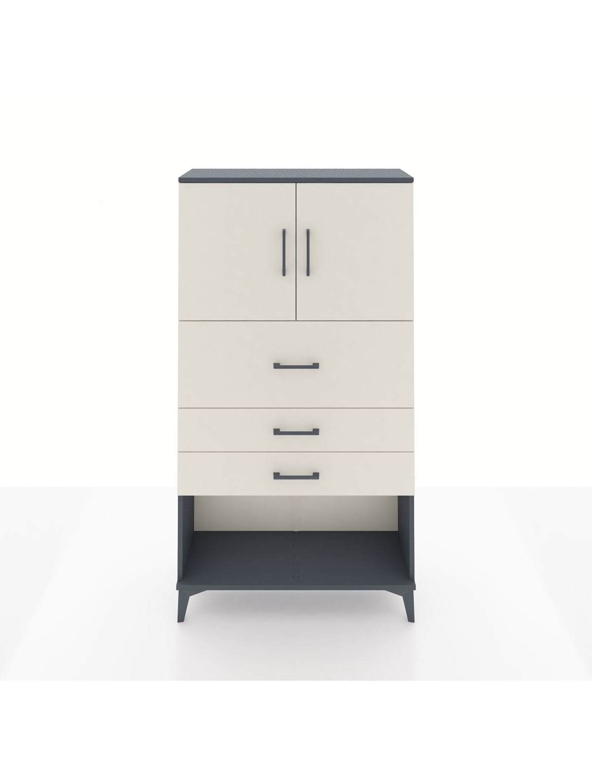 Arges Dolap 2 Raflı 3 Çekmeceli 2 Kapaklı 88x30x163 Antrasit-Aytaşı