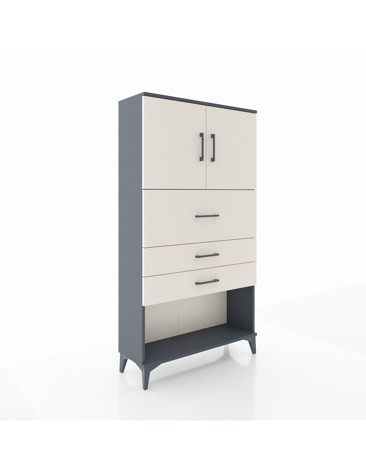 Arges Dolap 2 Raflı 3 Çekmeceli 2 Kapaklı 88x30x163 Antrasit-Aytaşı