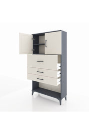 Arges Dolap 2 Raflı 3 Çekmeceli 2 Kapaklı 88x30x163 Antrasit-Aytaşı