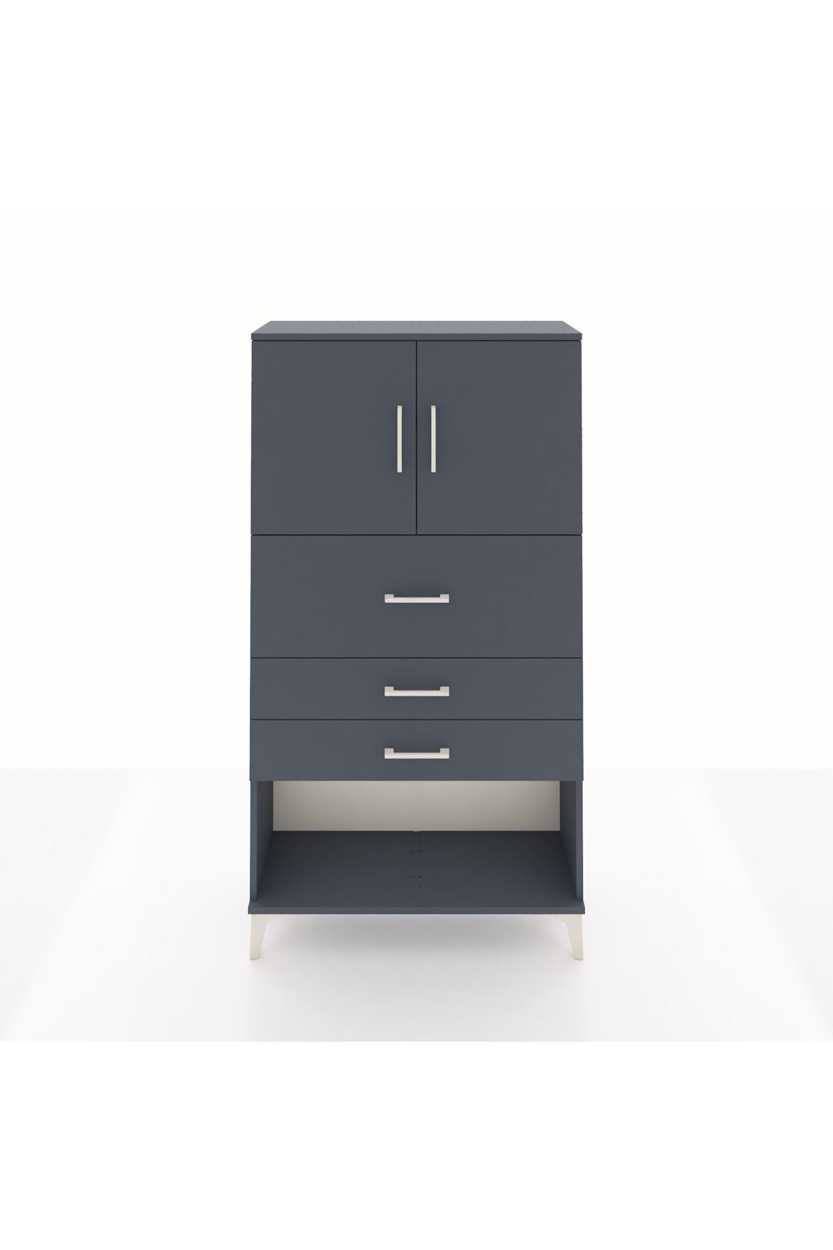 Arges Dolap 2 Raflı 3 Çekmeceli 2 Kapaklı 88x30x163 Antrasit-Antrasit