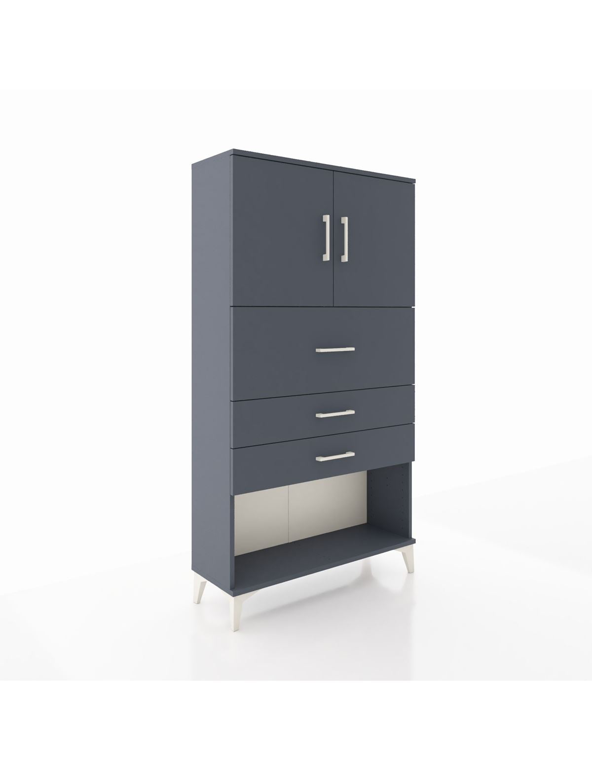 Arges Dolap 2 Raflı 3 Çekmeceli 2 Kapaklı 88x30x163 Antrasit-Antrasit