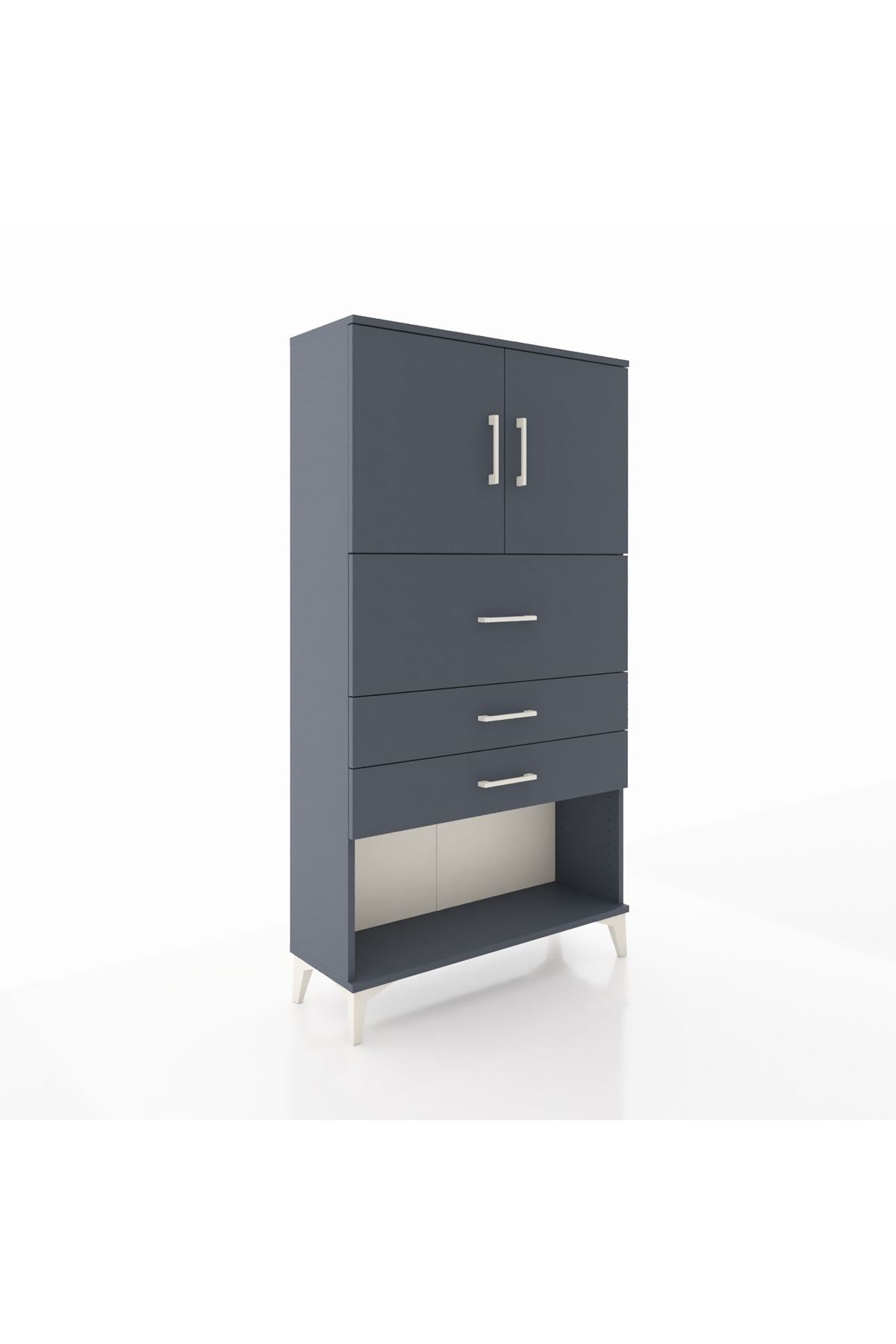 Arges Dolap 2 Raflı 3 Çekmeceli 2 Kapaklı 88x30x163 Antrasit-Antrasit