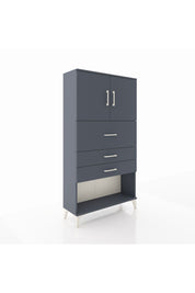 Arges Dolap 2 Raflı 3 Çekmeceli 2 Kapaklı 88x30x163 Antrasit-Antrasit