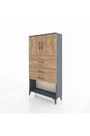 Arges Dolap 2 Raflı 3 Çekmeceli 2 Kapaklı 88x30x163 Antrasit-Çam