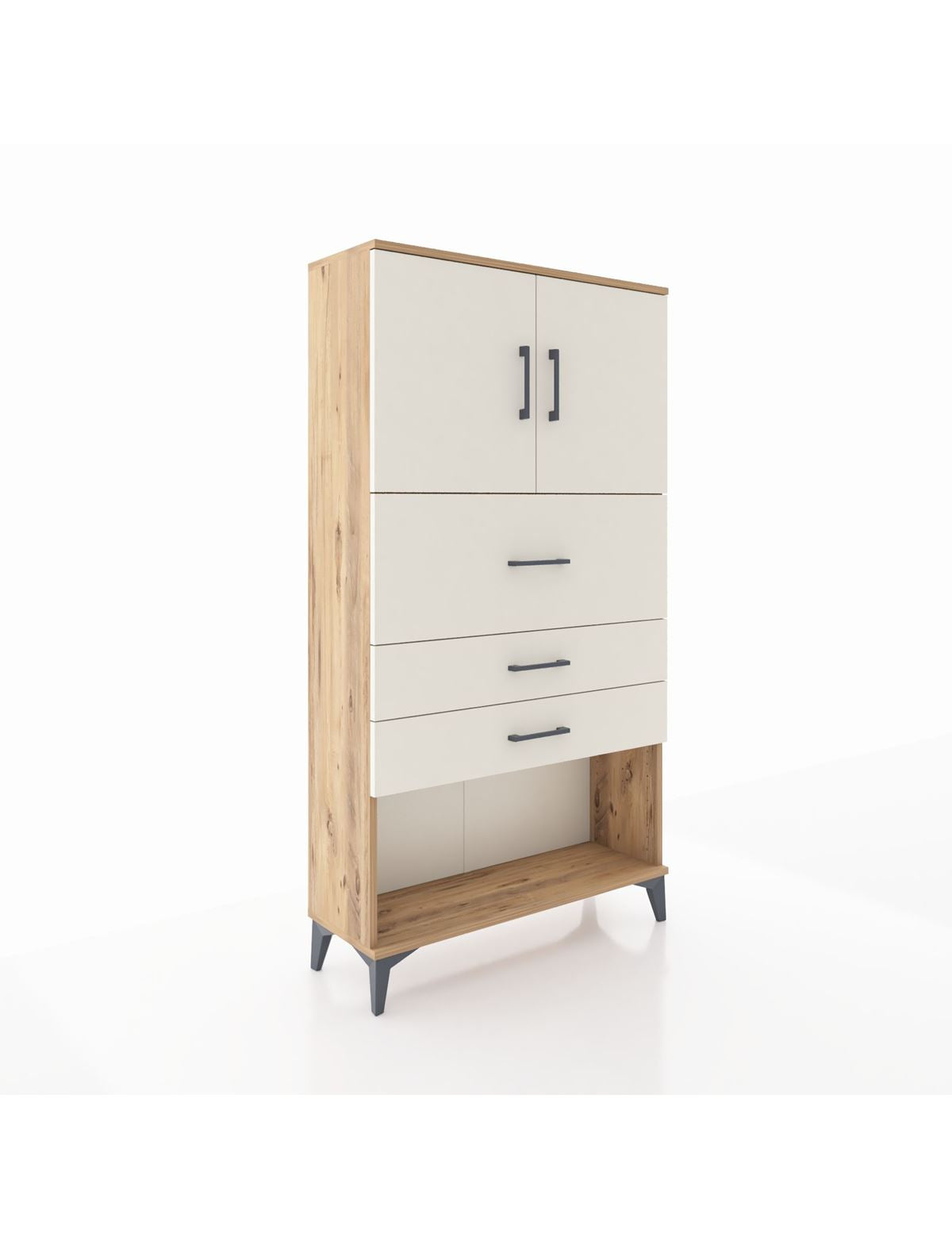 Arges Dolap 2 Raflı 3 Çekmeceli 2 Kapaklı 88x30x163 Çam-Aytaşı