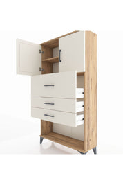 Arges Dolap 2 Raflı 3 Çekmeceli 2 Kapaklı 88x30x163 Çam-Aytaşı