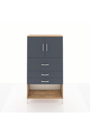 Arges Dolap 2 Raflı 3 Çekmeceli 2 Kapaklı 88x30x163 Çam-Antrasit