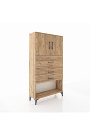 Arges Dolap 2 Raflı 3 Çekmeceli 2 Kapaklı 88x30x163 Çam-Çam