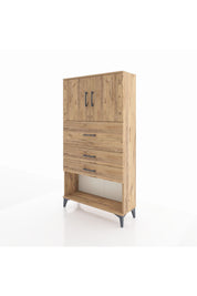 Arges Dolap 2 Raflı 3 Çekmeceli 2 Kapaklı 88x30x163 Çam-Çam