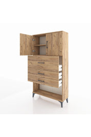 Arges Dolap 2 Raflı 3 Çekmeceli 2 Kapaklı 88x30x163 Çam-Çam