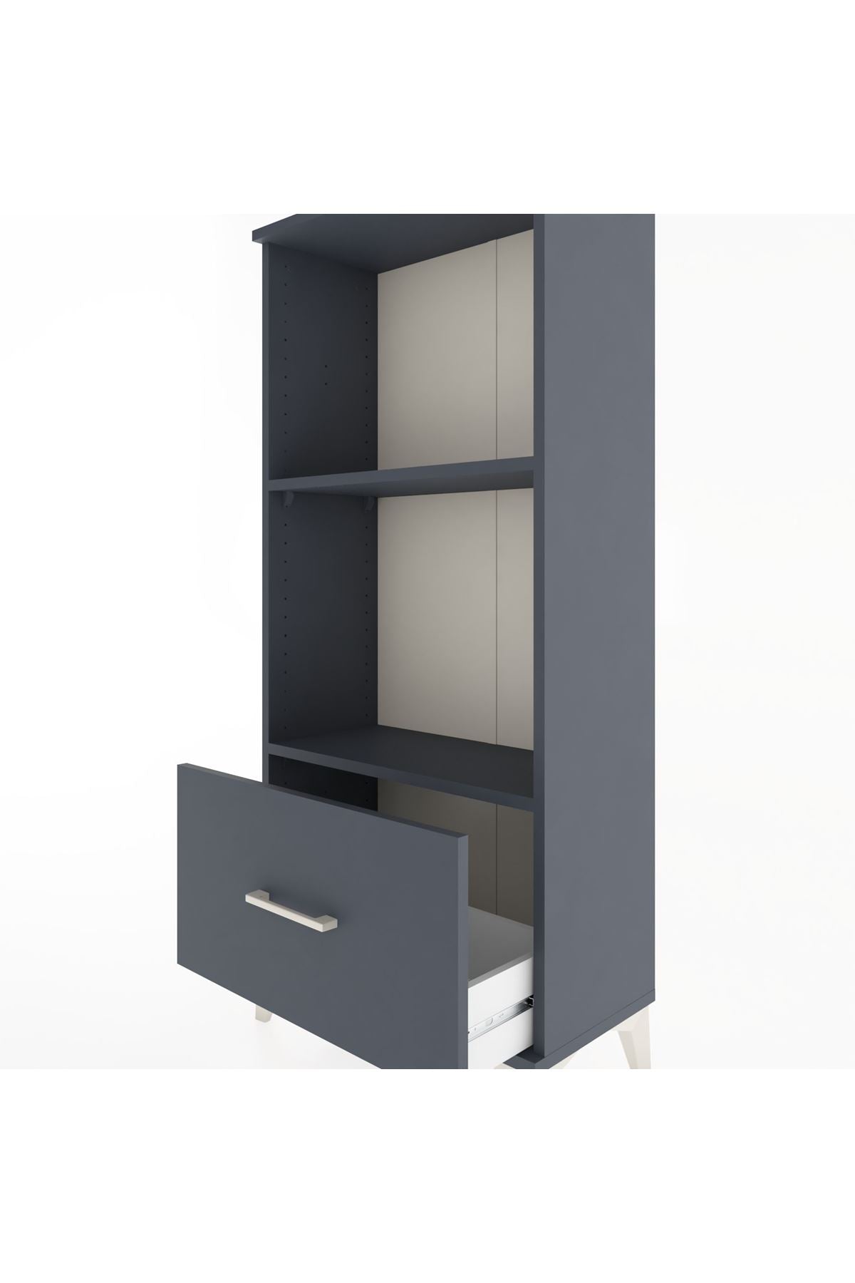 Hyperion Dolap 2 Raflı Tek Çekmeceli 60x44x134 Antrasit-Antrasit