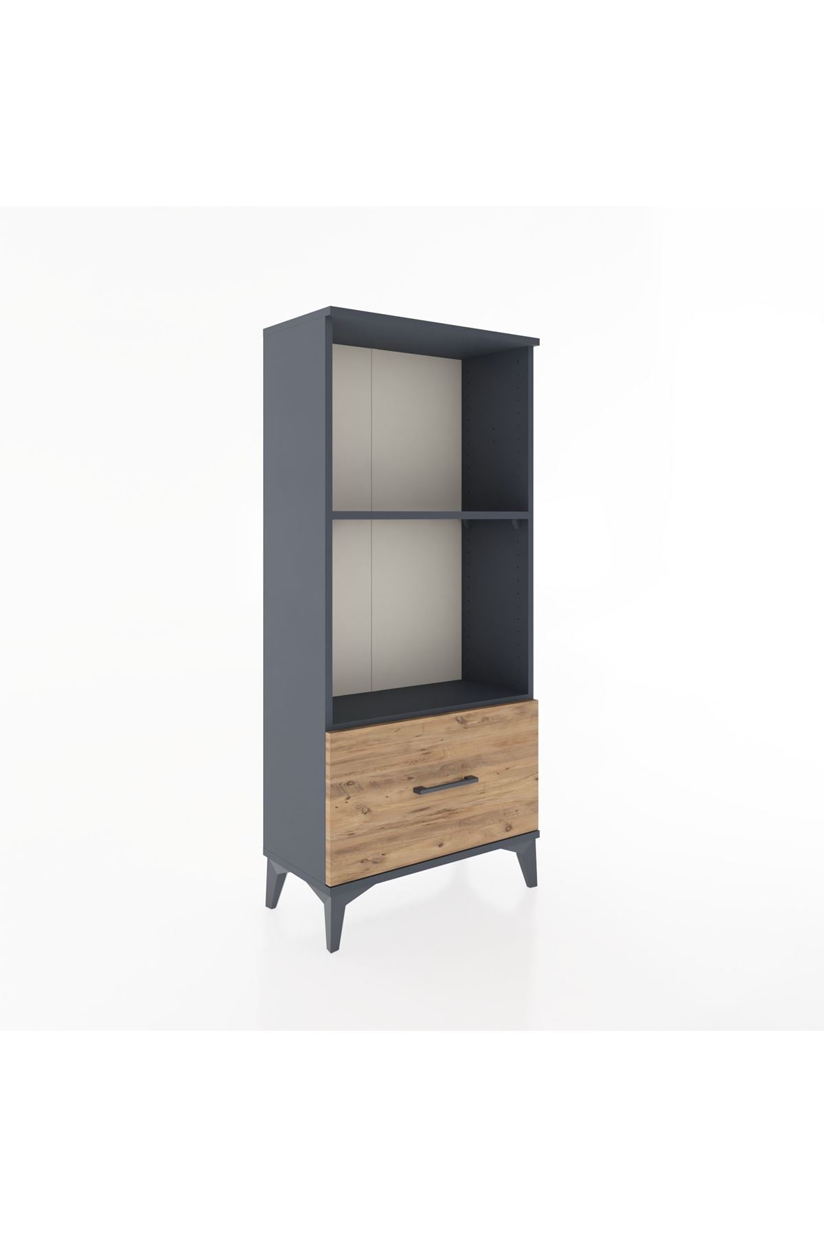 Hyperion Dolap 2 Raflı Tek Çekmeceli 60x44x134 Antrasit-Çam