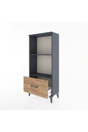 Hyperion Dolap 2 Raflı Tek Çekmeceli 60x44x134 Antrasit-Çam