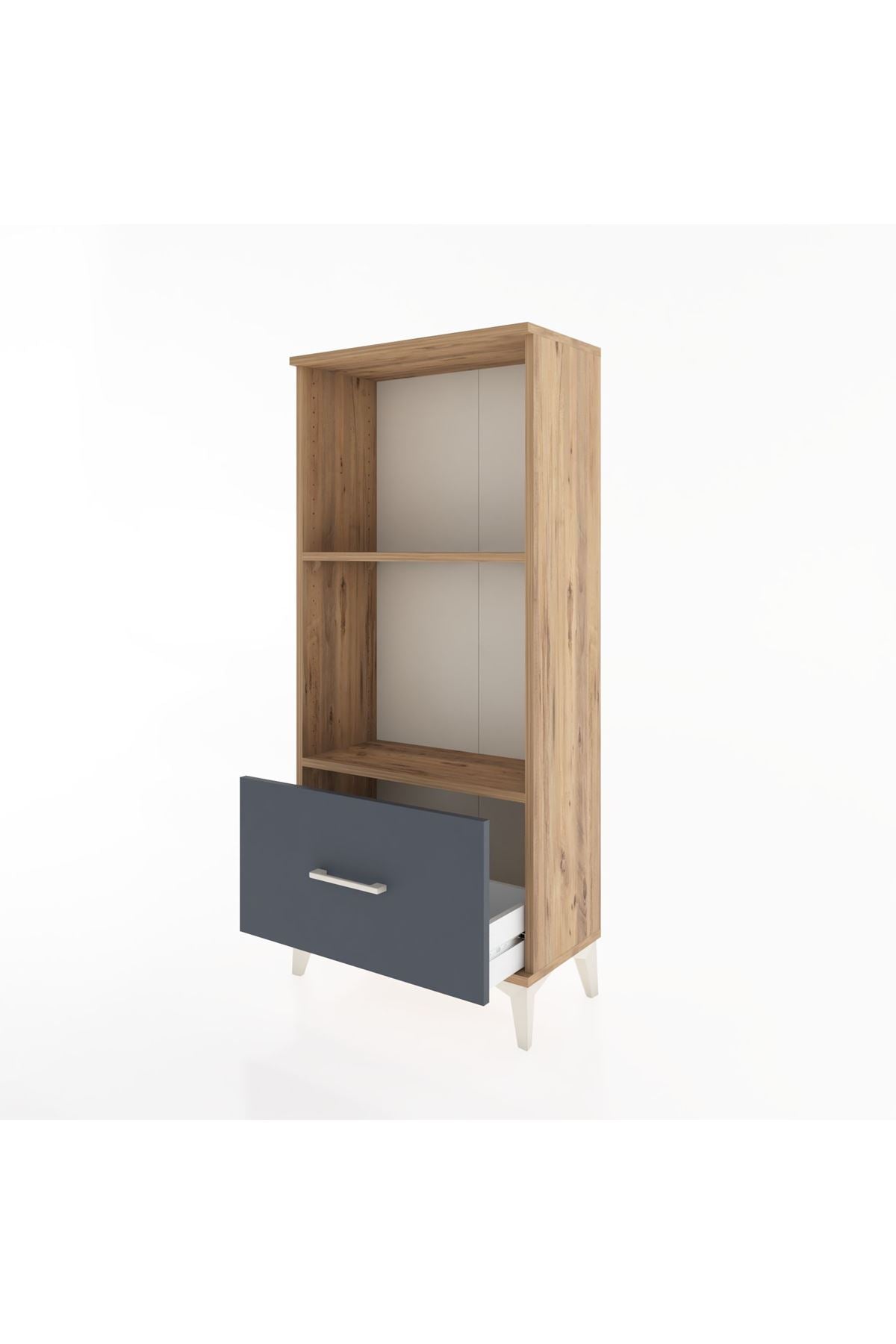 Hyperion Dolap 2 Raflı Tek Çekmeceli 60x44x134 Çam-Antrasit